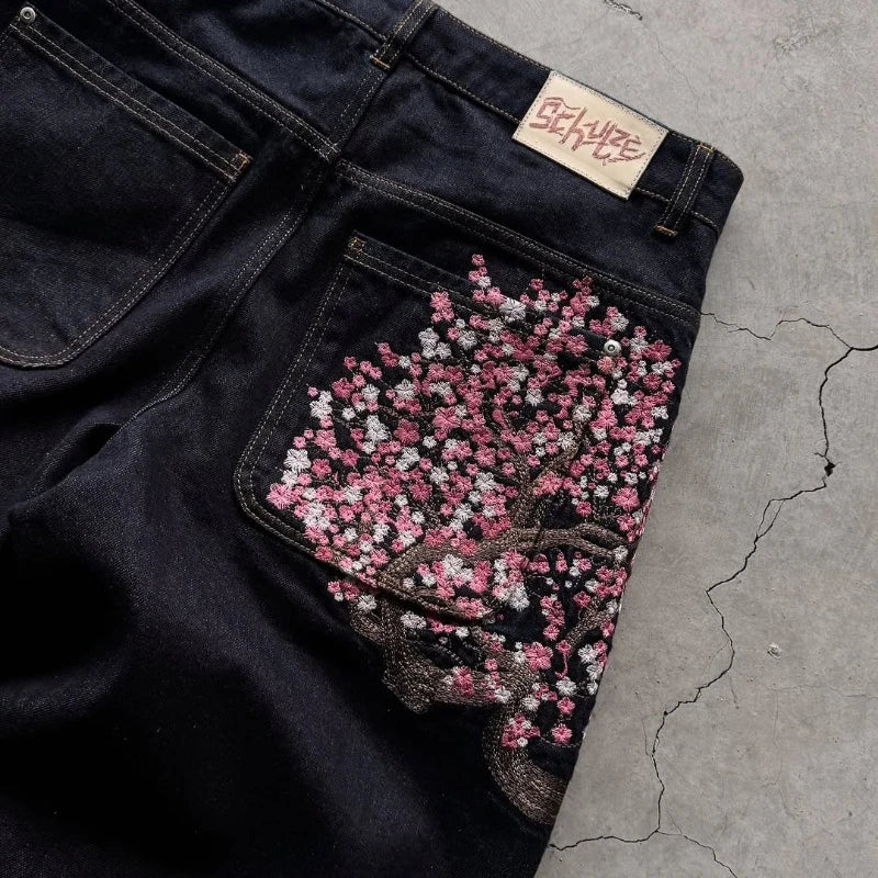Jeans large à motif