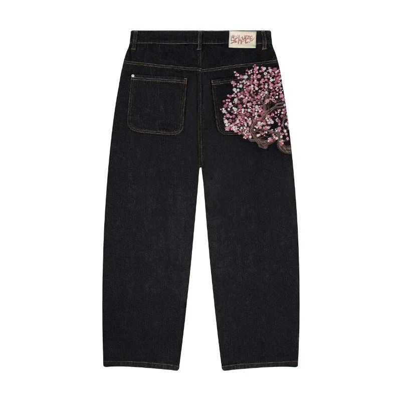 Jeans large à motif