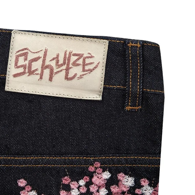 Jeans large à motif